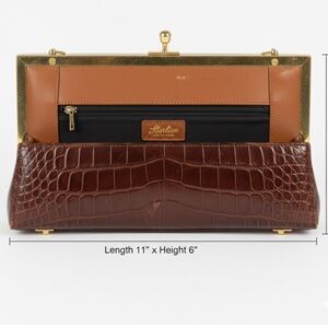 Starline Genuine Crocodile / Alligator Clutch Chocolate Brown Mid-Century Luxe